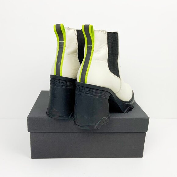 Sorel Brex Platform Block Heel Chelsea Boots Chalk White/ Black Size 9.5 - Picture 6 of 16